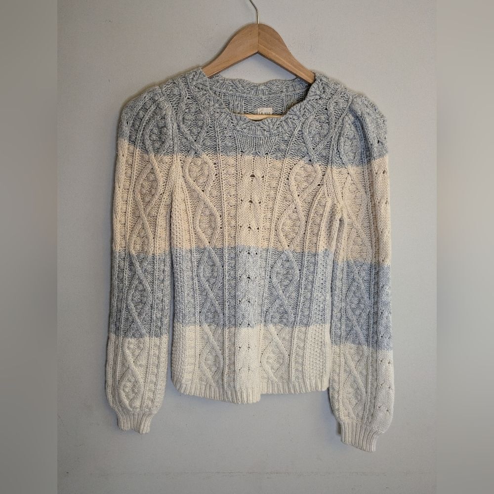 La Vie Revecca Taylor Cable Knit Striped Sweater Size S